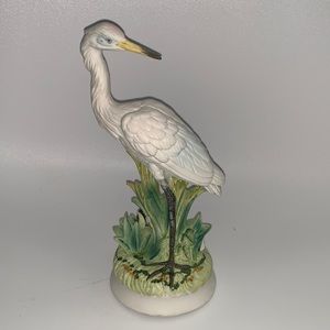 White Heron Porcelain Figurine